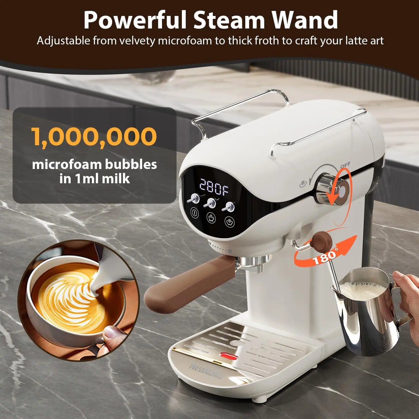 Espresso Machine,Professional 20 Bar Espresso Maker,Cappuccino & Latte Coffee Maker with Steam Frother for Home